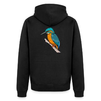 Kingfisher on a branch colorful gift bird - Unisex Premium Organic Zip Hoodie - black - Back - Nico (187cm)