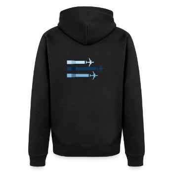 Flugzeuge - Unisex Premium Bio Zip Hoodie - Schwarz - Hinten - Nico (187cm)
