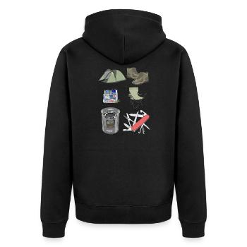 Camping Zelten Familie Natur Pfadfinder Geschenk - Unisex Premium Bio Zip Hoodie - Schwarz - Hinten - Nico (187cm)