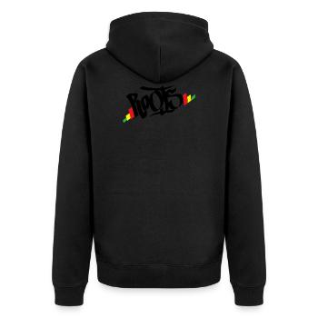 Roots Reggae Rasta - Unisex Premium Bio Zip Hoodie - Schwarz - Hinten - Nico (187cm)