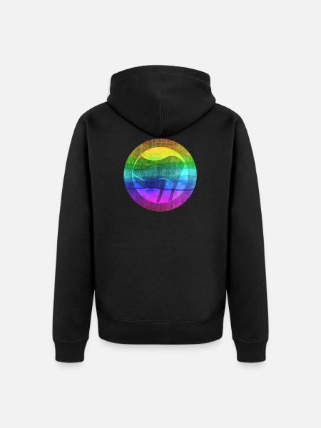 Flag Rainbow against Fascism - Unisex Premium Organic Zip Hoodie - black