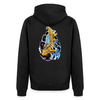 Japanischer Koi-Karpfen - Japanischer Fisch - Japanische Kunst - Unisex Premium Bio Zip Hoodie - Schwarz - Hinten - Nico (187cm)