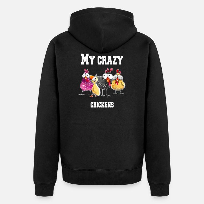 My crazy chickens - Unisex Premium Bio Zip Hoodie - Schwarz