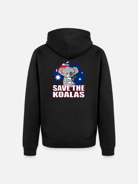 Koala - Save the Koalas. - Unisex Premium Organic Zip Hoodie - black