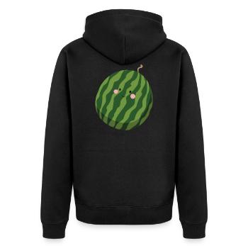 Watermelon - Unisex Premium Organic Zip Hoodie - black - Back - Nico (187cm)