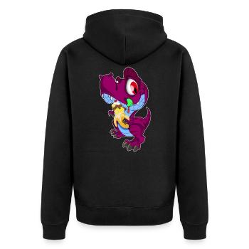 niedlicher Dino mit Bananen Eis | Eisliebhaber - Unisex Premium Bio Zip Hoodie - Schwarz - Hinten - Nico (187cm)