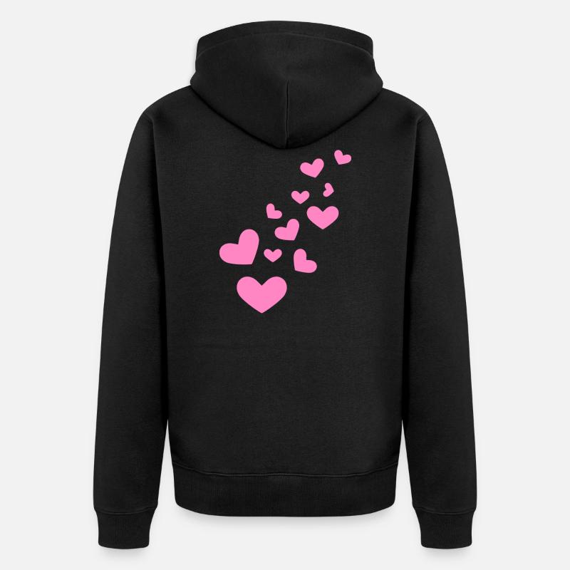 Hearts heart pattern gift - Unisex Premium Organic Zip Hoodie - black