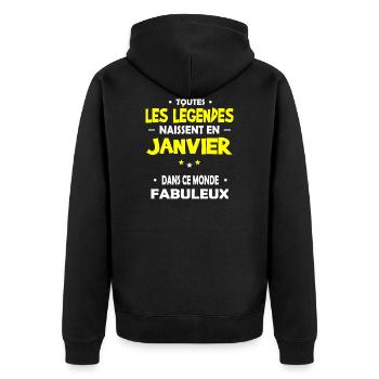Les légendes naissent en janvier - Veste à capuche bio Premium Unisexe - noir - Dos - Nico (187cm)