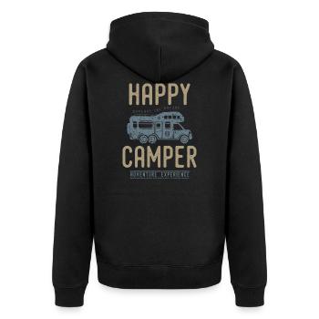Happy camping christmas birthday tshirt - Unisex Premium Organic Zip Hoodie - black - Back - Nico (187cm)