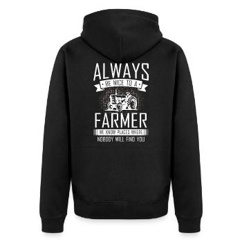 Gifts for Farmer Dad - Unisex Premium Organic Zip Hoodie - black - Back - Nico (187cm)