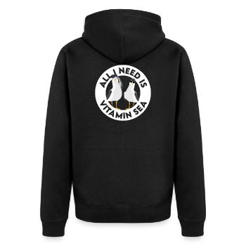 All i need is Vitamin Sea Norddeutschland Möwe - Unisex Premium Bio Zip Hoodie - Schwarz - Hinten - Nico (187cm)