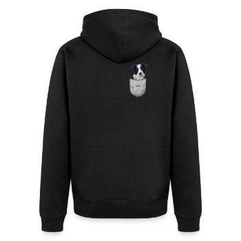 Border Collie dans la poche poitrine pour chiens - Veste à capuche bio Premium Unisexe - noir - Dos - Nico (187cm)