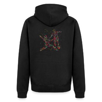 Abstrakte Kunst Fussball Torwart Liebhaber - Unisex Premium Bio Zip Hoodie - Schwarz - Hinten - Nico (187cm)
