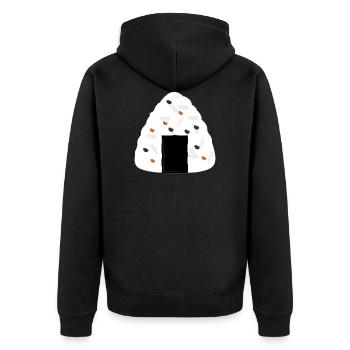 Onigiri - Japan - Unisex Premium Bio Zip Hoodie - Schwarz - Hinten - Nico (187cm)