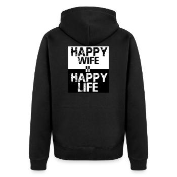 Happy Wife Happy Life - Veste à capuche bio Premium Unisexe - noir - Dos - Nico (187cm)
