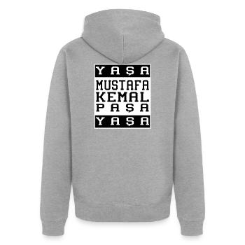 Yasa Mustafa Kemal Pasa Ataturk - Veste à capuche bio Premium Unisexe - gris chiné - Dos - Nico (187cm)