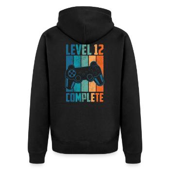 12th Birthday Years Level 12 Complete Gift - Unisex Premium Organic Zip Hoodie - black - Back - Nico (187cm)