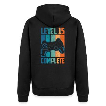 15e anniversaire niveau de jeu de joueur disant cadeau - Veste à capuche bio Premium Unisexe - noir - Dos - Nico (187cm)
