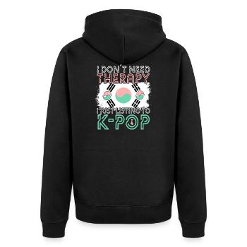 K-Pop - Unisex Premium Bio Zip Hoodie - Schwarz - Hinten - Nico (187cm)