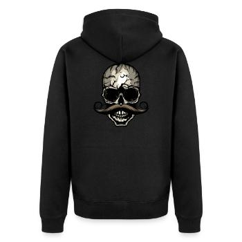Crane Schnurrbart Hipster Toten Kopf skull - Unisex Premium Bio Zip Hoodie - Schwarz - Hinten - Nico (187cm)