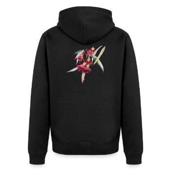 Eucalyptus - hand-drawn watercolor - Unisex Premium Organic Zip Hoodie - black - Back - Nico (187cm)