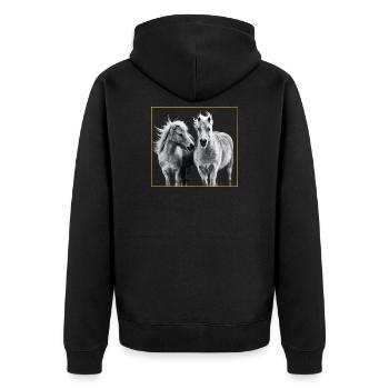 Pferd - Pferde - Pony - Unisex Premium Bio Zip Hoodie - Schwarz - Hinten - Nico (187cm)