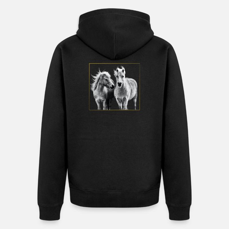 Cheval - Chevaux - Poney - Veste à capuche bio Premium Unisexe - noir