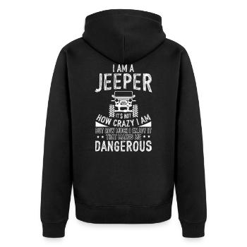 Jeep Dangerous - Unisex Premium Organic Zip Hoodie - black - Back - Nico (187cm)