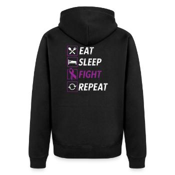 Essen Schlaf Kampf wiederholen lila Band Epilepsie - Unisex Premium Bio Zip Hoodie - Schwarz - Hinten - Nico (187cm)