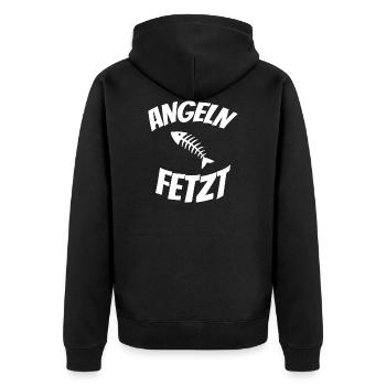 Angeln, Angler-Design. Angeln ist Leidenschaft - Unisex Premium Bio Zip Hoodie - Schwarz - Hinten - Nico (187cm)