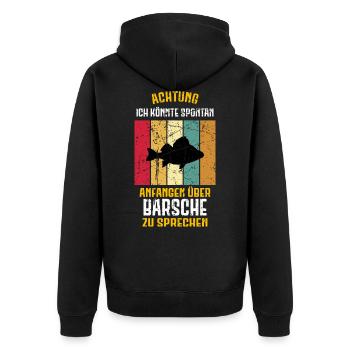 Barsch Angeln Fisch Angler Barsch angeln - Unisex Premium Bio Zip Hoodie - Schwarz - Hinten - Nico (187cm)