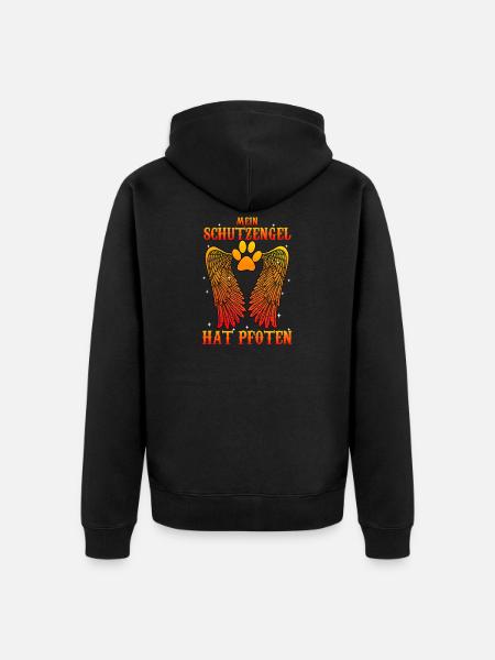 Mein Schutzengel hat Pfoten - Unisex Premium Bio Zip Hoodie - Schwarz