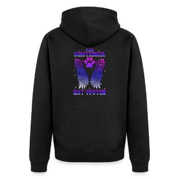 Mein Schutzengel hat Pfoten - Unisex Premium Bio Zip Hoodie - Schwarz - Hinten - Nico (187cm)
