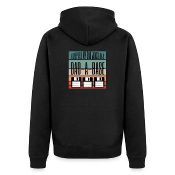 Ich halte alle meine Papa Witze in einem Vater eine Basis - Unisex Premium Bio Zip Hoodie - Schwarz - Hinten - Nico (187cm)