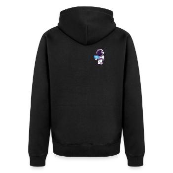 Astronaut buys ticket with BTC Bitcoin to Moon - Unisex Premium Organic Zip Hoodie - black - Back - Nico (187cm)