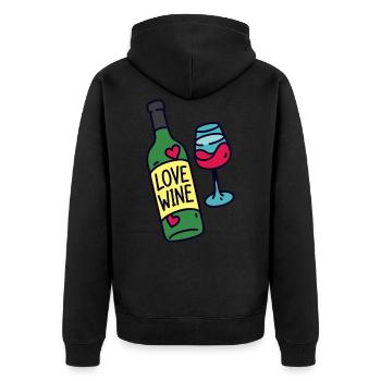Wein trinken Wein Geschenk Lustiges Wein Shirt - Unisex Premium Bio Zip Hoodie - Schwarz - Hinten - Nico (187cm)