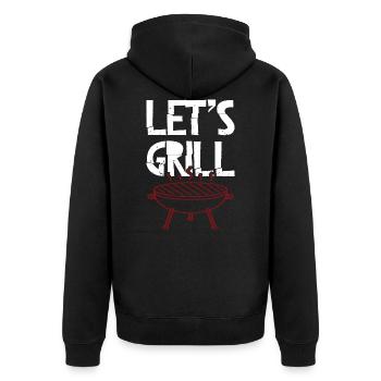 grill grillen - Unisex Premium Bio Zip Hoodie - Schwarz - Hinten - Nico (187cm)