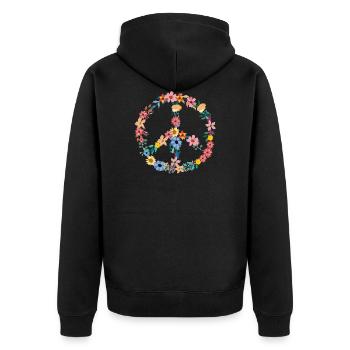 Hippie symbole de la paix coloré avec des fleurs - Veste à capuche bio Premium Unisexe - noir - Dos - Nico (187cm)