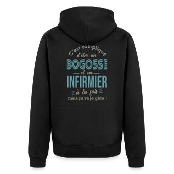 infirmier et bogosse cadeau infirmier humour - Veste à capuche bio Premium Unisexe - noir - Dos - Nico (187cm)