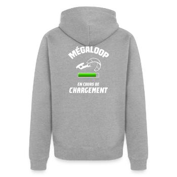 Mégaloop en cours de chargement - Veste à capuche bio Premium Unisexe - gris chiné - Dos - Nico (187cm)