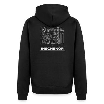 Inschenör Ingenieur Ing Bauingenieur Engineering - Unisex Premium Bio Zip Hoodie - Schwarz - Hinten - Nico (187cm)