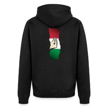 Handzeichen Gestenhand Italien Italia Spaß Flagge - Unisex Premium Bio Zip Hoodie - Schwarz - Hinten - Nico (187cm)