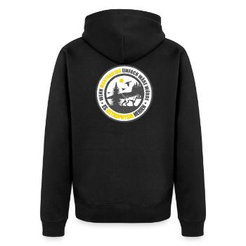 Mantrailing Mantrailer Team Hund Hundesport - Unisex Premium Bio Zip Hoodie - Schwarz - Hinten - Nico (187cm)