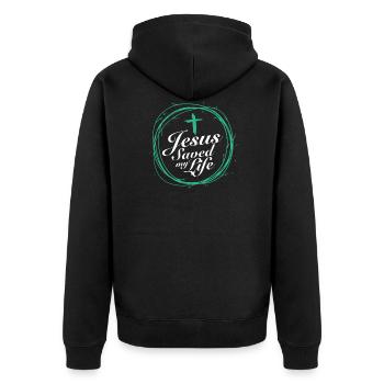 Jésus m’a sauvé la vie Dieu chrétien Bible Christ - Veste à capuche bio Premium Unisexe - noir - Dos - Nico (187cm)