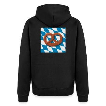 Bayrische Breze - Unisex Premium Bio Zip Hoodie - Schwarz - Hinten - Nico (187cm)
