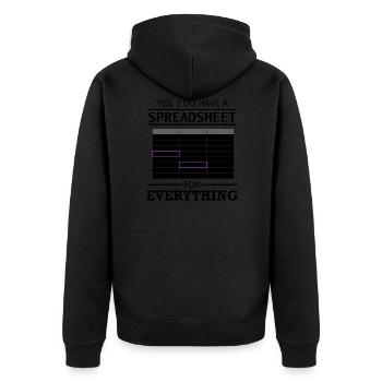 Spreadsheet Funny Saying Statistician Data Analyst - Unisex Premium Organic Zip Hoodie - black - Back - Nico (187cm)