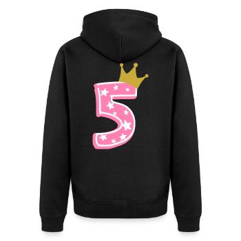 5 Krone 5. Geburtstag 5 Jahre - Unisex Premium Bio Zip Hoodie - Schwarz - Hinten - Nico (187cm)