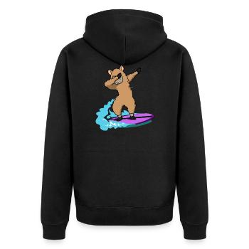 dab dabbing lama surfen animals weihnachten kinder - Unisex Premium Bio Zip Hoodie - Schwarz - Hinten - Nico (187cm)