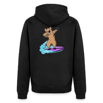 dab dabbing lama surfen spruch geschenkidee lamas - Unisex Premium Bio Zip Hoodie - Schwarz - Hinten - Nico (187cm)