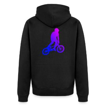 bmx jungen bmx Damen Bike bmx fahrrad Herren - Unisex Premium Bio Zip Hoodie - Schwarz - Hinten - Nico (187cm)